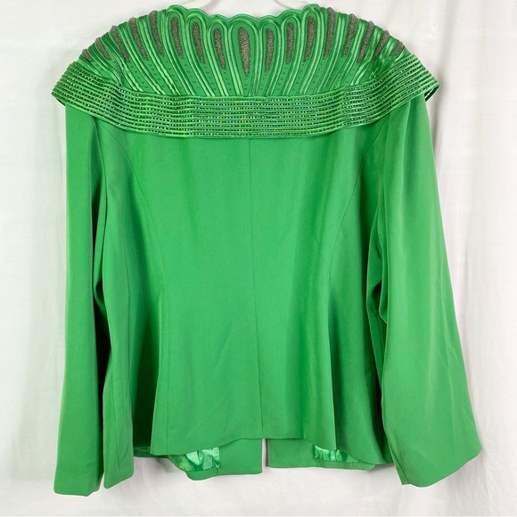 Vintage Green Beaded Scalloped Collar Jacket 22 2XL NEW NWT - Picture 3 of 10